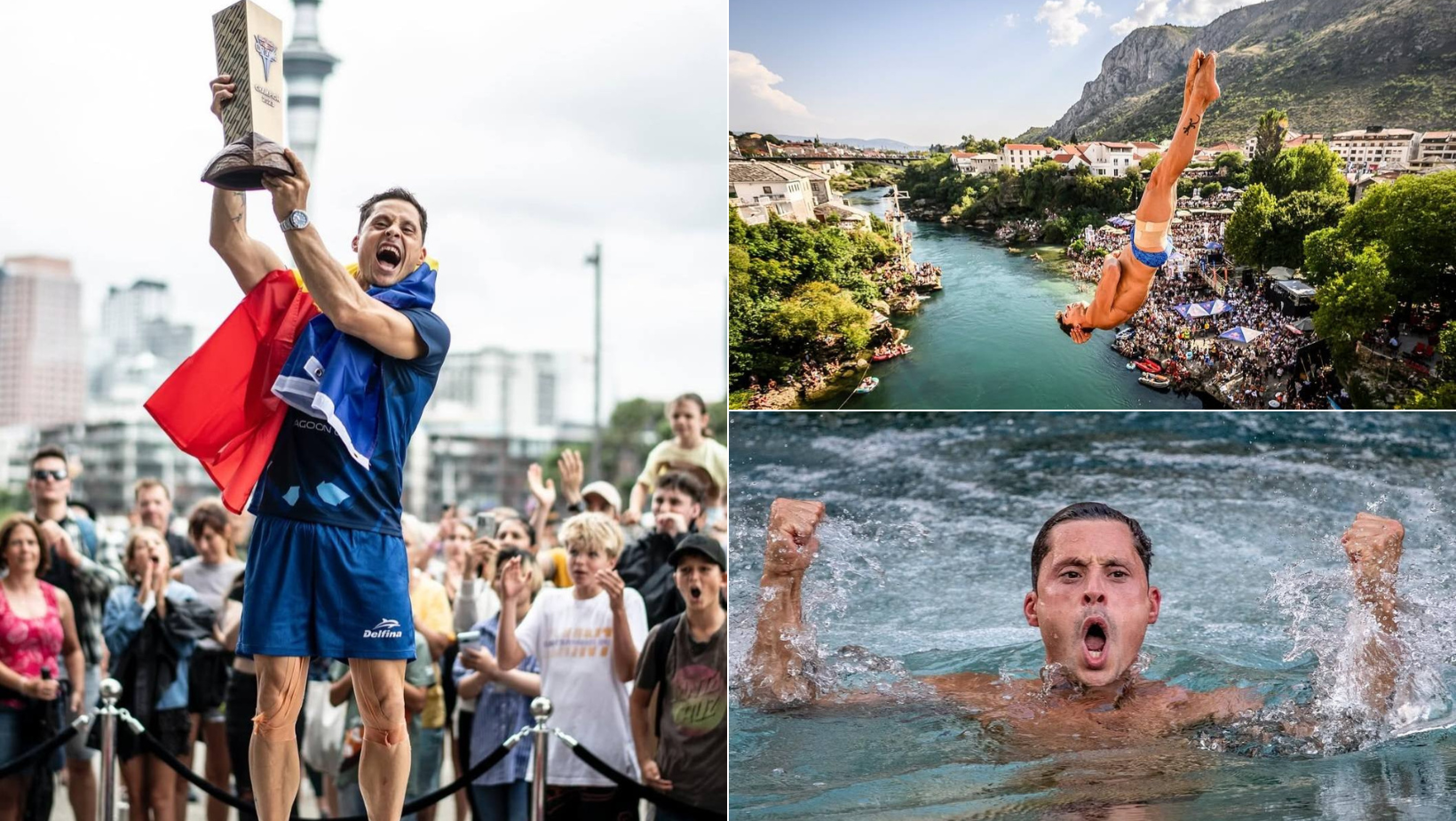 Constantin Popovici a scris din nou istorie pentru România! A câștigat concursul de sărituri de la mare înălțime de la Mostar