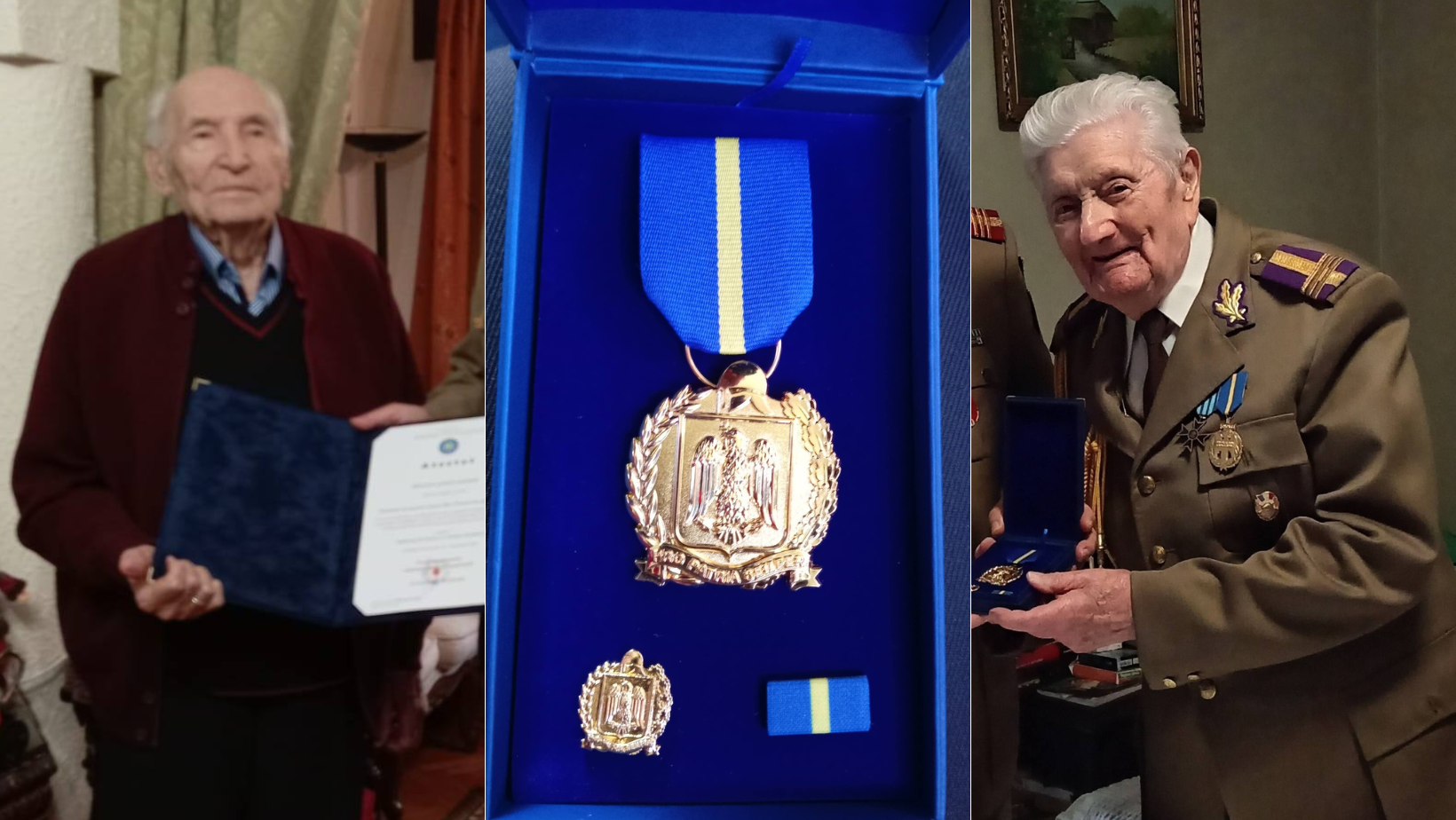 Veteranii de război Ion Măntescu și Dumitru Făiniși au primit  Emblema de Onoare a Armatei României