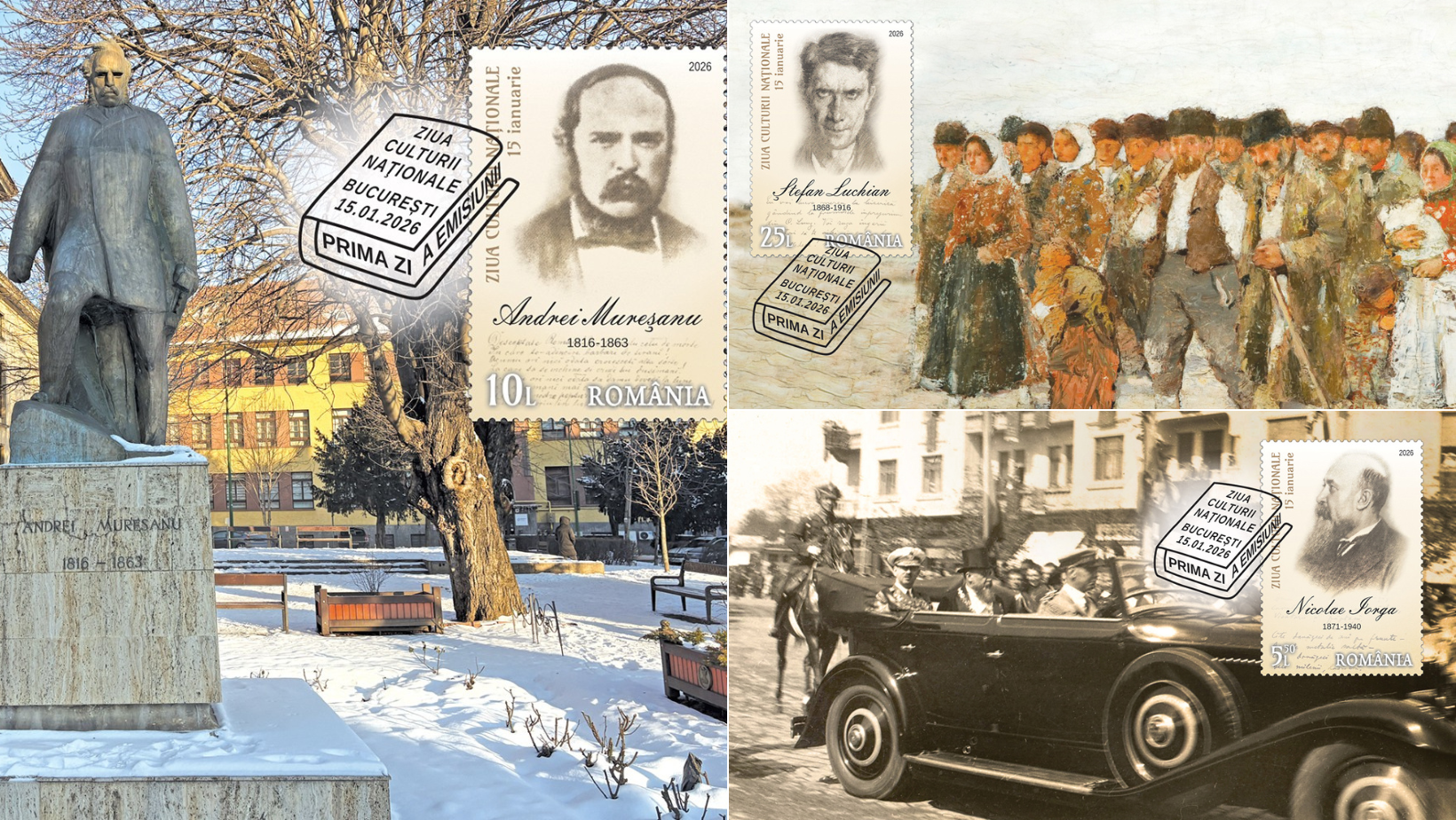 Romfilatelia lansează o emisiune de mărci poștale dedicate Zilei Culturii Naționale