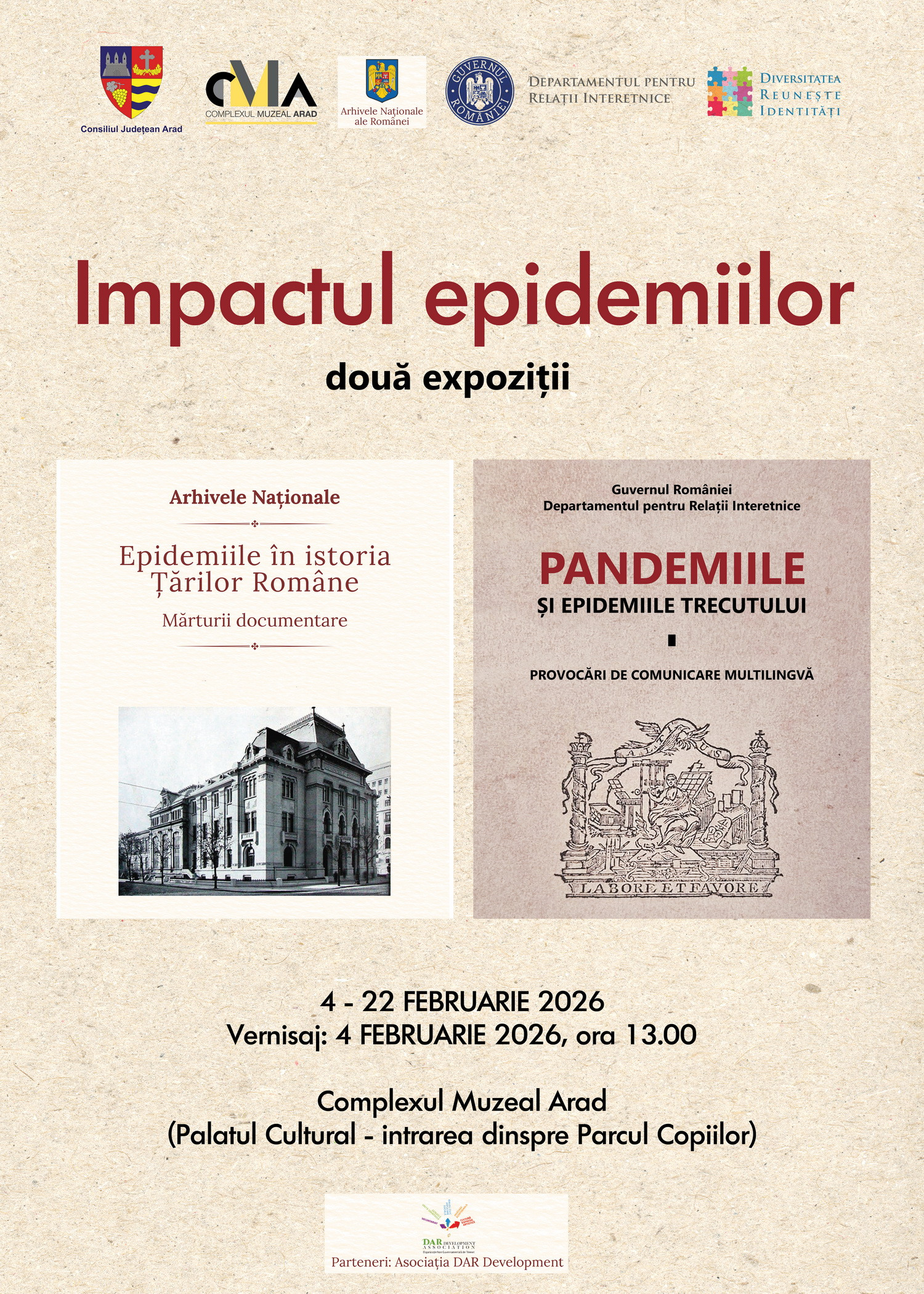Impactul epidemiilor. Două expoziții tematice la Complexul Muzeal Arad