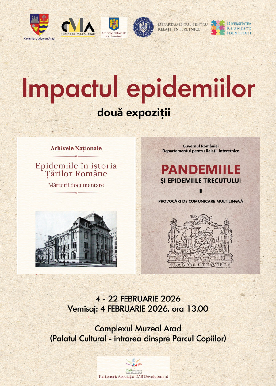 Impactul epidemiilor. Două expoziții tematice la Complexul Muzeal Arad