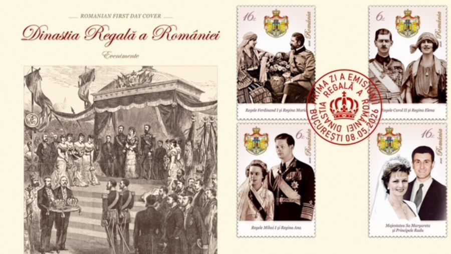 Emisiune filatelică regală, la 160 de ani de la sosirea în România a Regelui Carol I al României, întemeierea Dinastiei și promulgarea Constituției din 1866