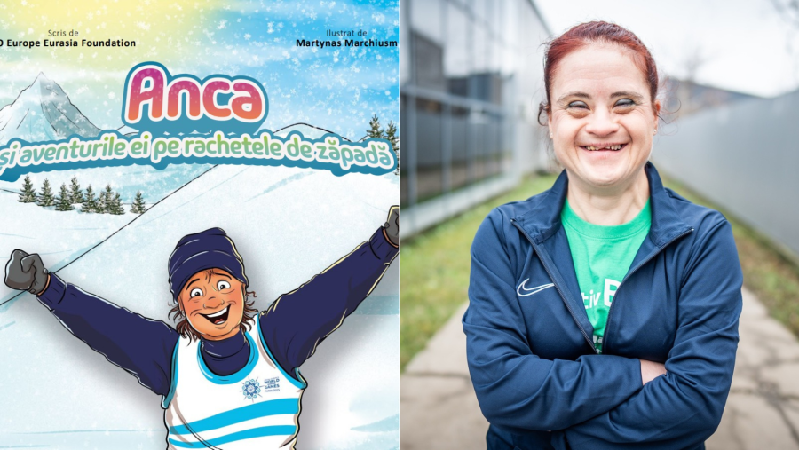 Cartea pentru copii „Anca și aventurile ei pe rachetele de zăpadă”, inspirată din povestea sportivei Anca Miron, lansată de Special Olympics România