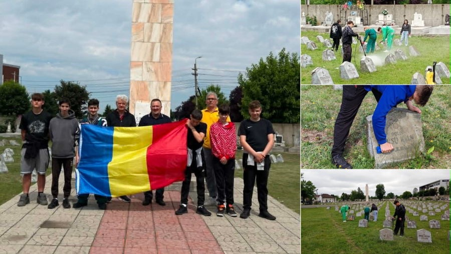 Mormintele Eroilor din Cimitirul Pomenirea, îngrijite de elevii Școlii Profesionale ”ASTRA” Arad