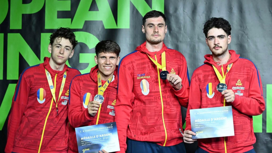 Echipa masculină de sabie a României a câștigat medalia de argint la Campionatele Europene de la Antony