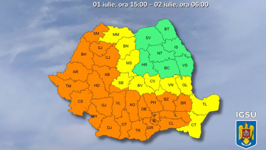 IGSU, recomandări în timpul Codurilor ce vizează instabilitate atmosferică accentuată