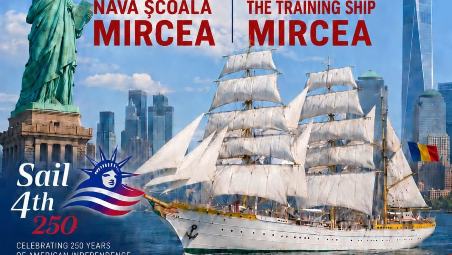 Nava-Școală ”Mircea” ajunge sâmbătă, 4 iulie, la New York. Program de vizitare