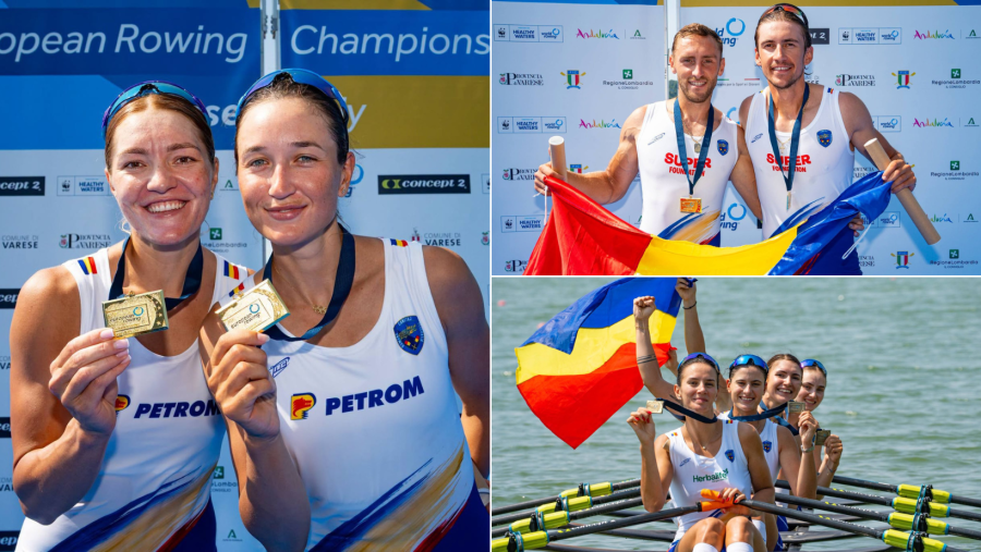 Canotorii români au câștigat 2 medalii de aur, 1 de argint și 1 de bronz la Campionatele Europene de la Varese