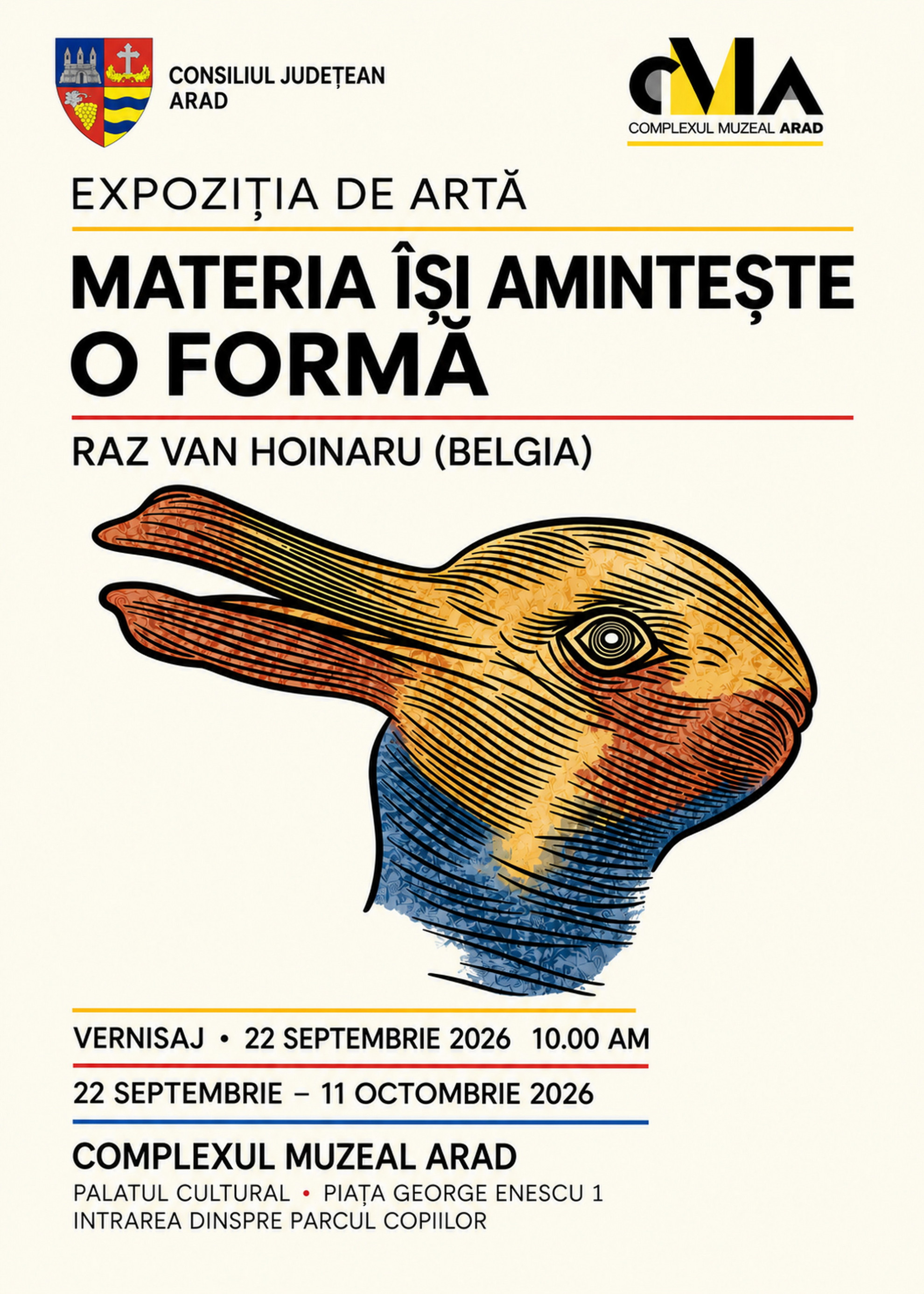 Complexul Muzeal Arad organizează expoziția „Materia își amintește o formăˮ, semnată de artistul Raz van Hoinaru